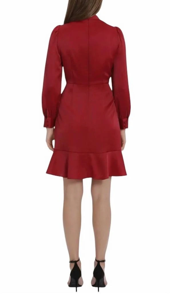 Maggy London Ruffled Above Knee Shift Dress In Merlot 2