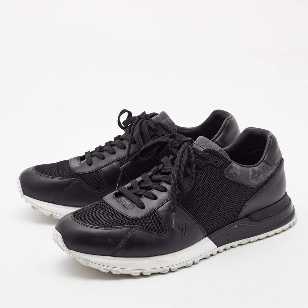 Louis Vuitton Louis Vuitton Black Monogram Canvas and Mesh Run Away Lace Up Sneakers Size 41.5
