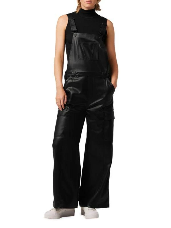 Hudson Utility Wide Leg Faux Leather Overalls 1