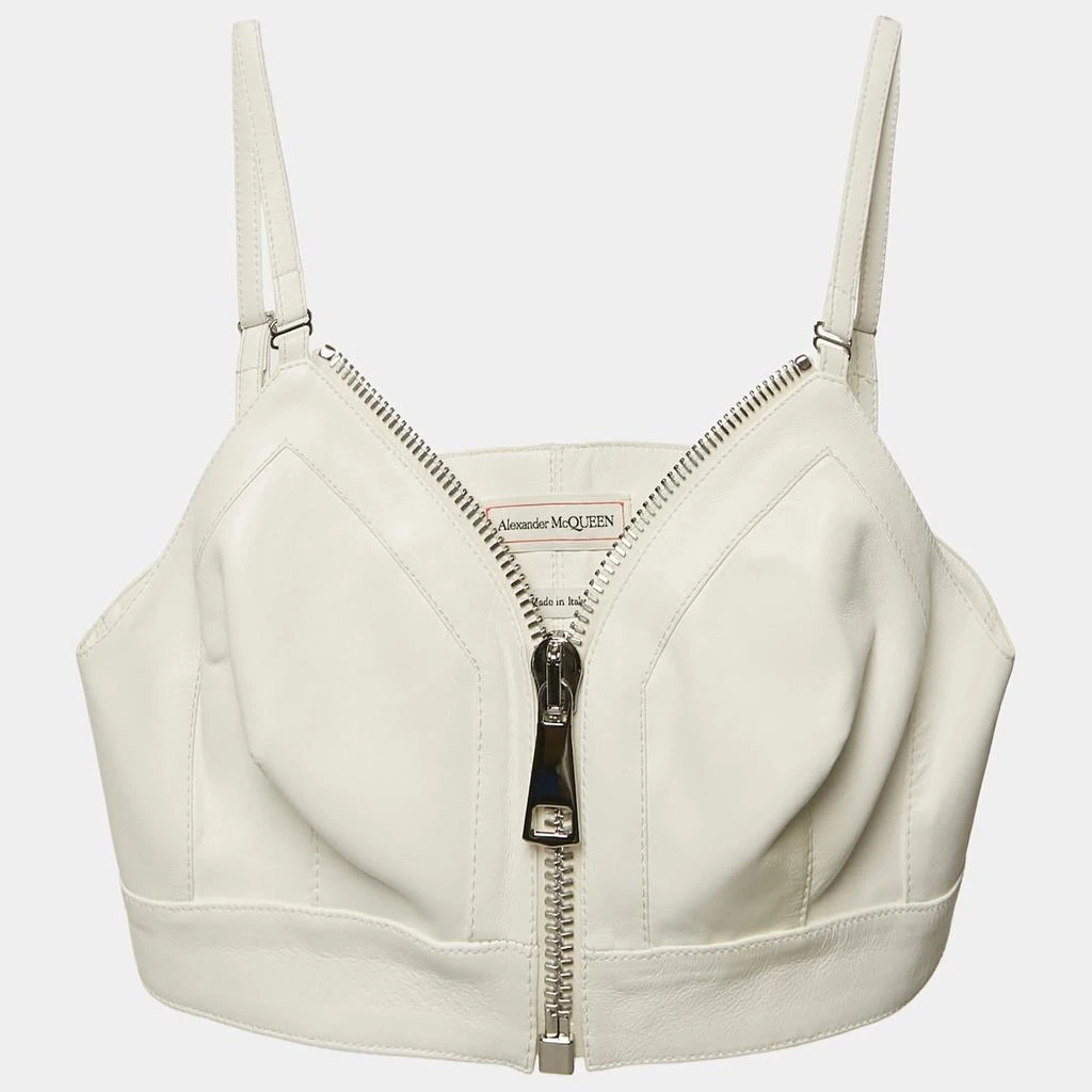 Alexander McQueen Alexander McQueen White Leather Bralette Crop Top M