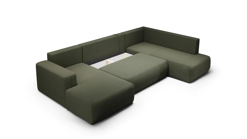 预计3周后发货 Nazar Home Canapé D'Angle Convertible 6 Places - Angle Gauche - Nala - Tissu Vert Foncé 3