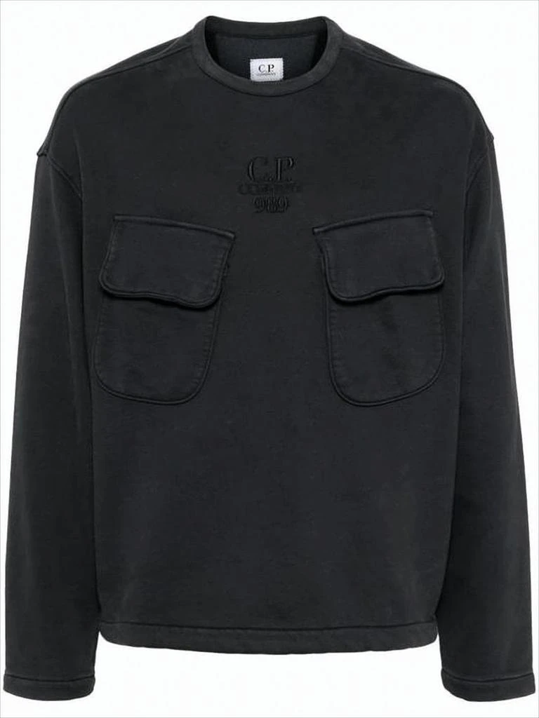 C.P. Company Boxy Black Long-Sleeve T-Shirt with Flap Pockets