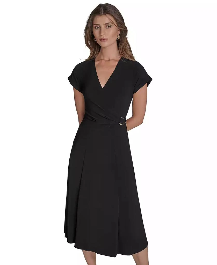 HALSTON Women's Surplice-Neck Faux-Wrap Dress 1