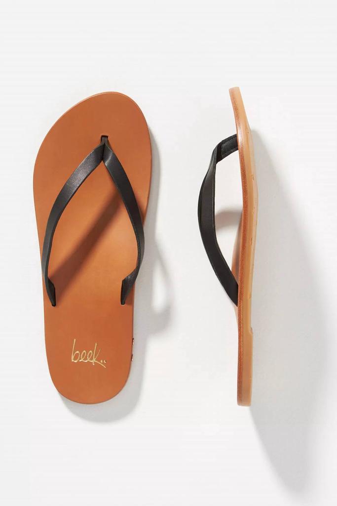 beek Women's Seabird Thong Sandal In Black/tan