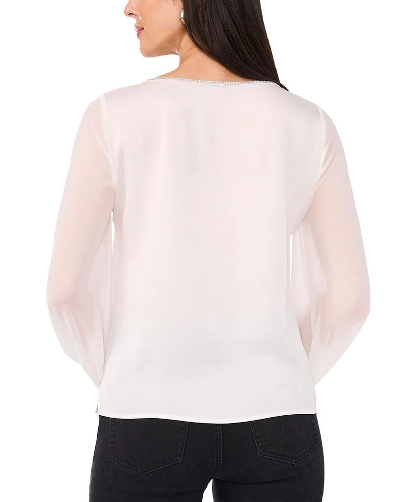 Vince Camuto V Neck Chiffon Sleeve Blouse 2