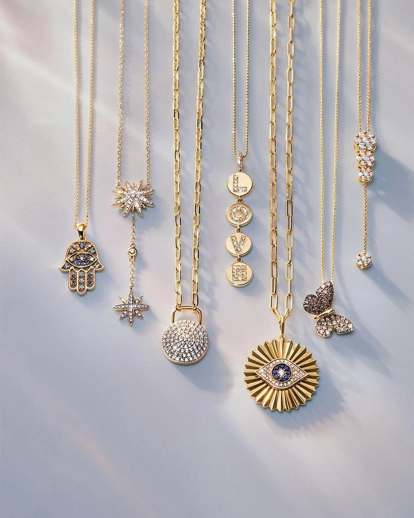 Bloomingdale
s Blue Sapphire, Blue Topaz,
Diamond Accent Hamsa Hand Pendant Necklace in 14K Yellow Gold, 17" 5