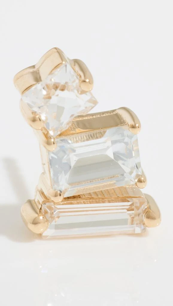 Suzanne Kalan 14k Yellow Gold Triple Mixed Shaped White Topaz Bar Studs 4