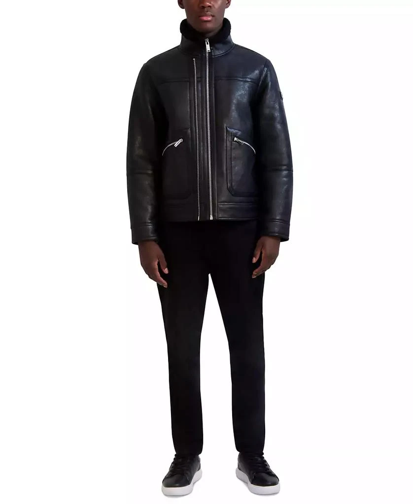Karl Lagerfeld Paris Men's Faux-Leather Double-Zip Jacket 5