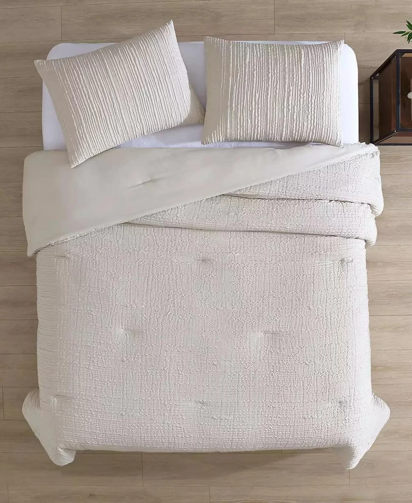 Kenneth Cole Serenity Wavy Lines Beige Embossed 2-Pc. Duvet Cover Set 3