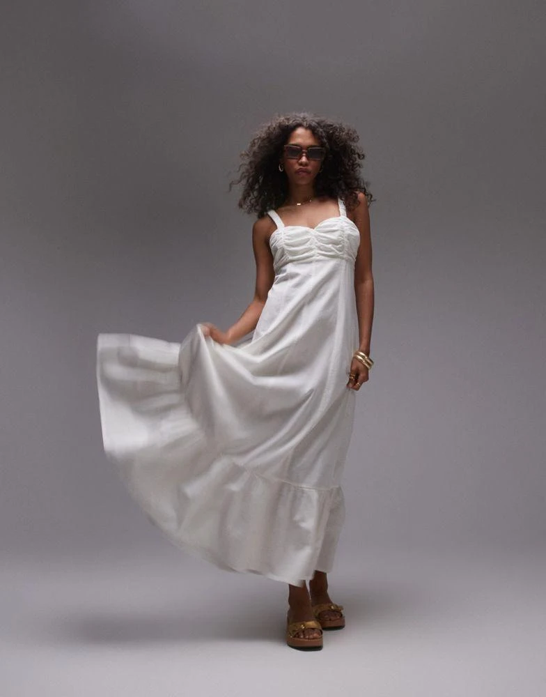 Topshop Topshop strappy linen square neck midi sundress 1