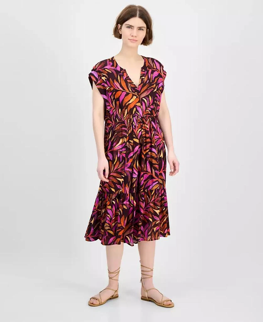 Democracy Women's Printed Extended-Shoulder Midi Dress 1