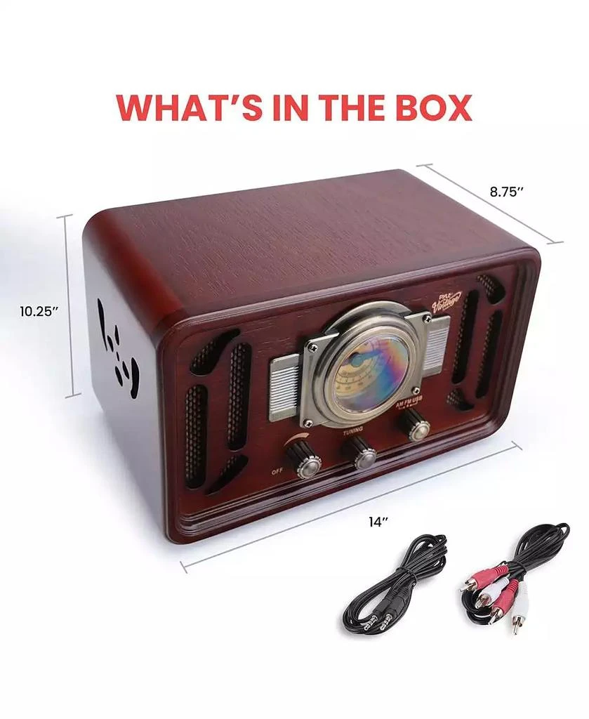 Pyle Retro Classic-Style Bluetooth Radio Speaker – AM/FM, USB 
SD Playback 7