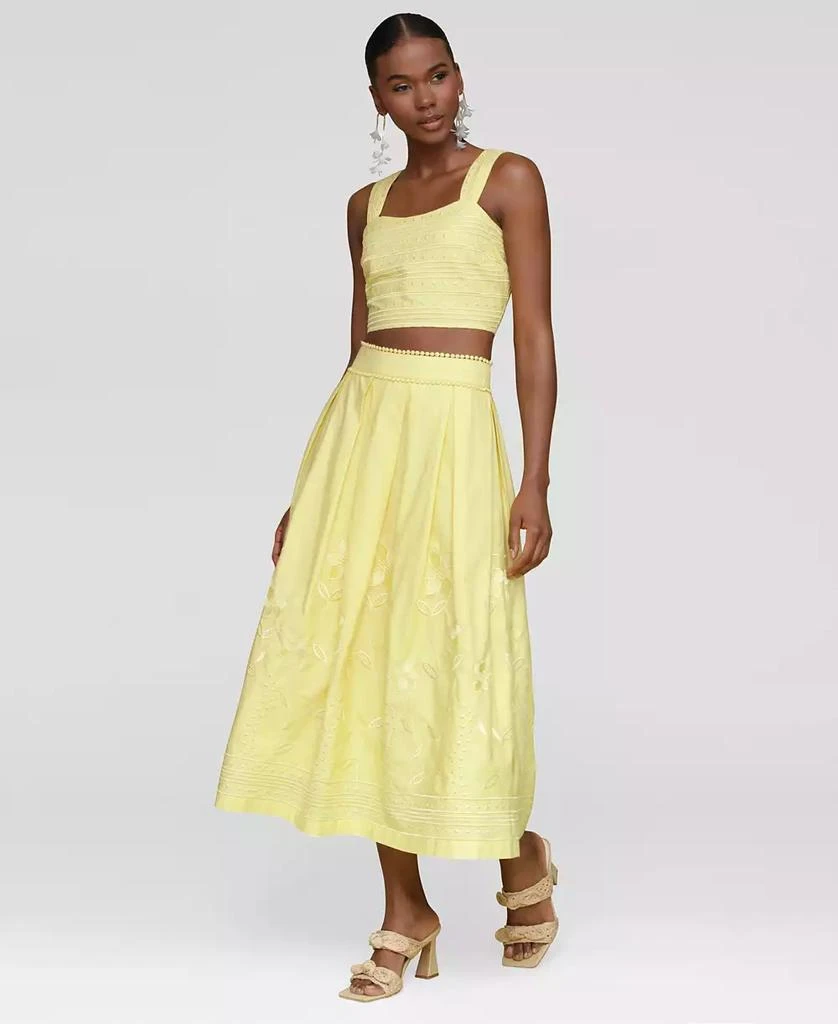 Avec Les Filles Women's Cotton Embroidered Midi Skirt 9
