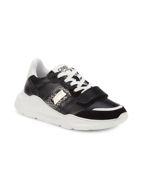 cavalli CLASS Snakeskin Embossed Leather Platform Sneakers 2