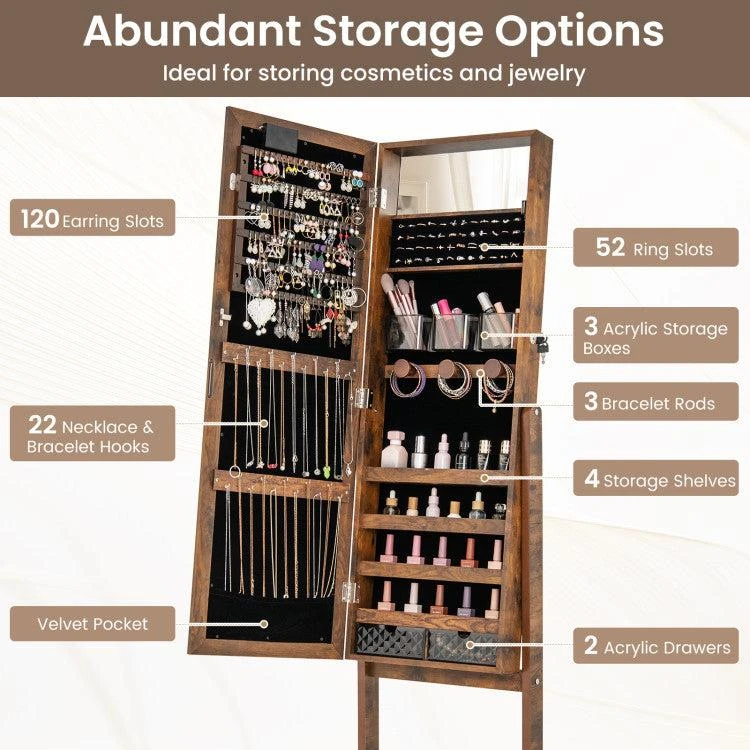 Hivvago Mirror Jewelry Cabinet with 20 Warm Lights and 4 Tilt Angles 5