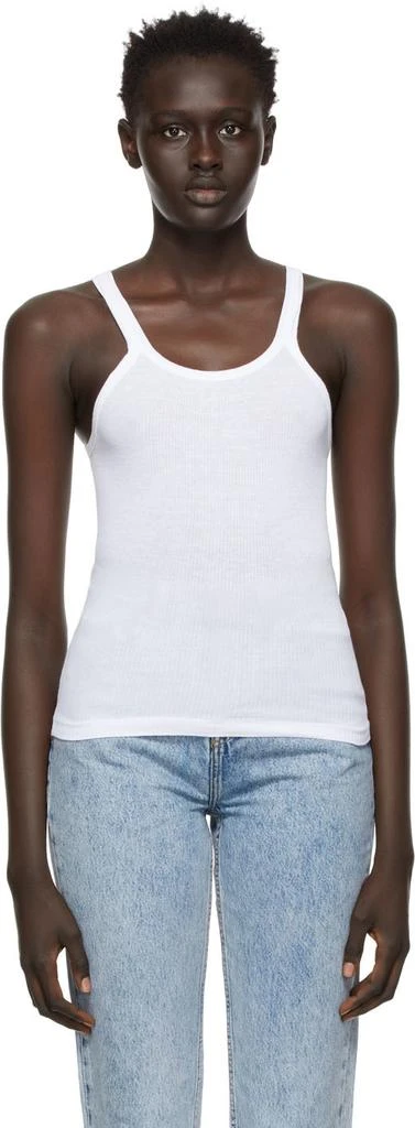 Re/Done White Ribbed Tank Top 1