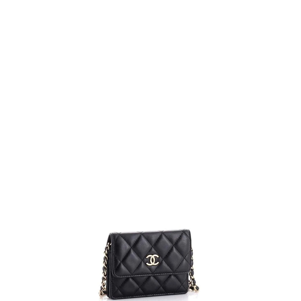 Chanel Camellia Bow Flap Card Holder with Chain Quilted Lambskin 2