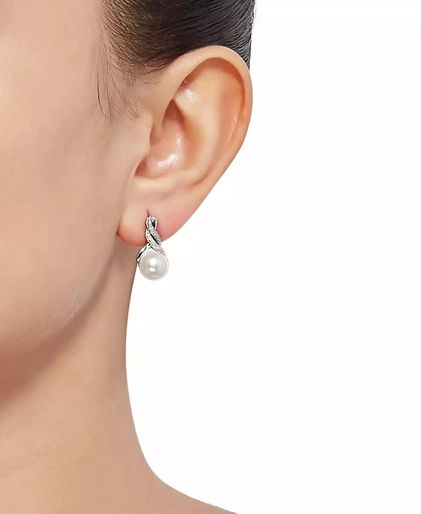 Macy's Cultured Freshwater Pearl (8 & 9mm) and Diamond Accent Pendant Necklace and Earrings Set in Sterling Silver or 14k Gold Over Silver 4