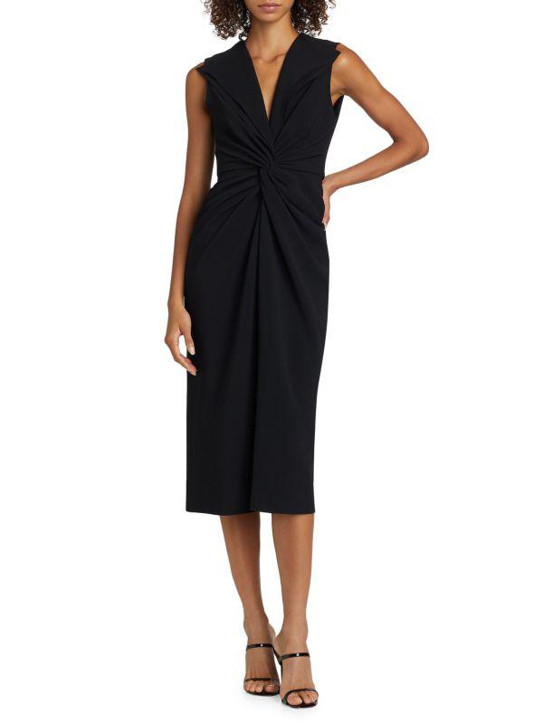 PRABAL GURUNG Lily Twist-Front V-Neck Midi-Dress