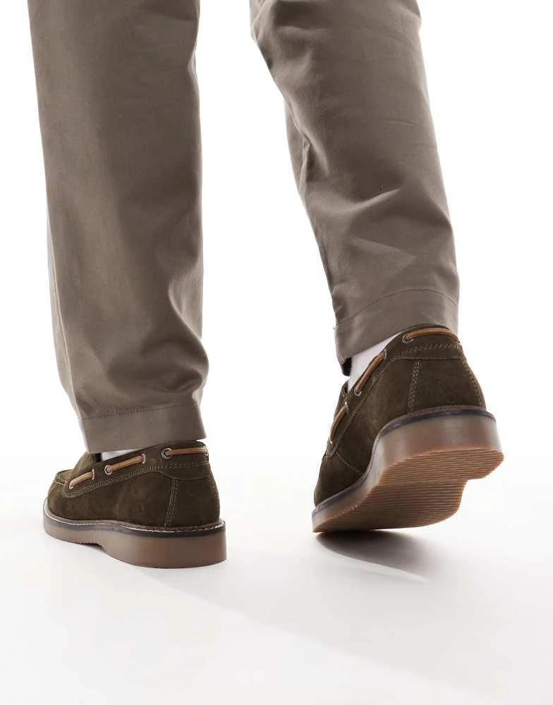 Thomas Crick Thomas Crick Thomas crick 'triggs' men's suede casual lace-up boat shoes in dk olive 4