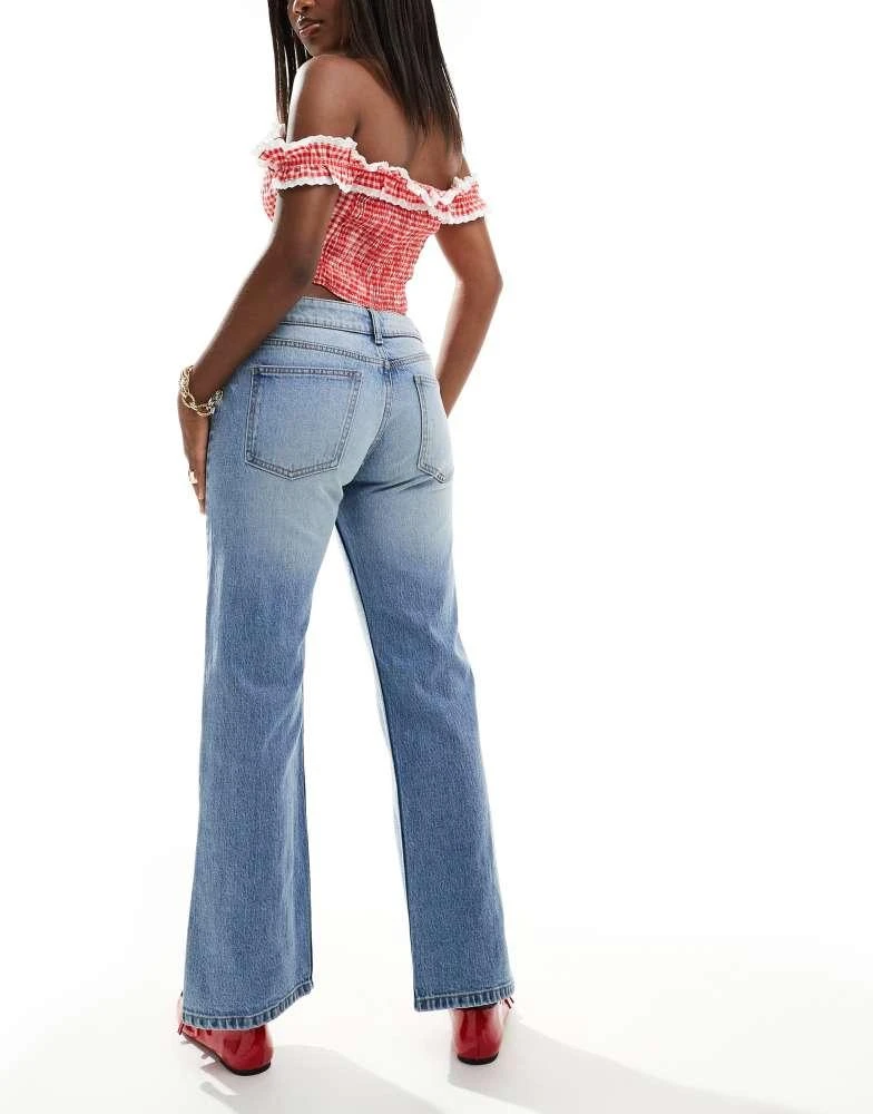 Bershka Bershka split hem straight jeans in light wash blue 4