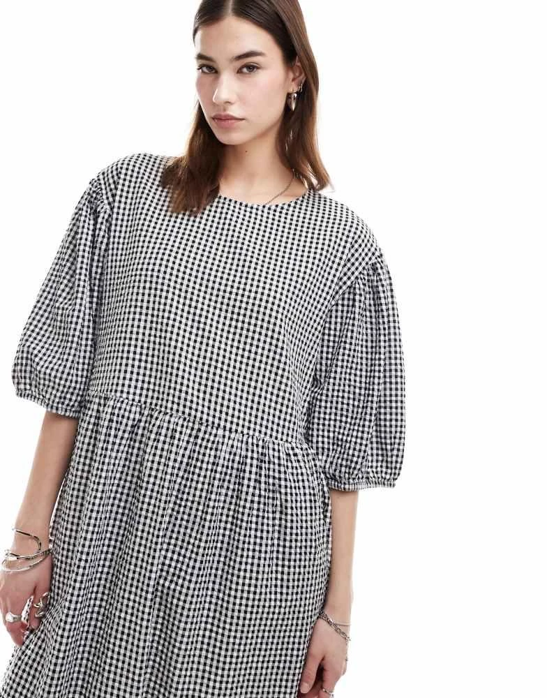 knee length dresses for ladies Navy Gingham Smocked Abilene Midi Dress main image 0