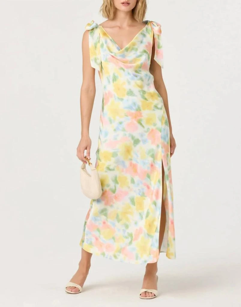 strapless open back dress Daytona Pleated Floral Maxi Dress main image 0