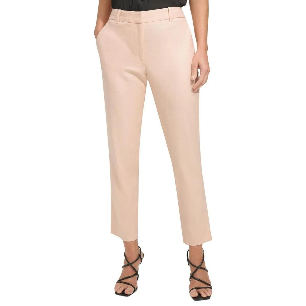DKNY Womens Linen Ultra High Rise Straight Leg Pants 1