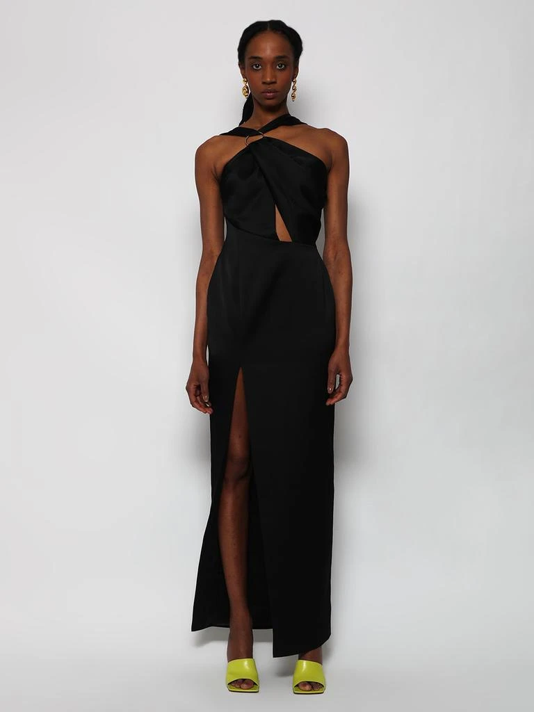 RASARIO Draped Satin Asymmetric Cut-out Gown With Ring 3