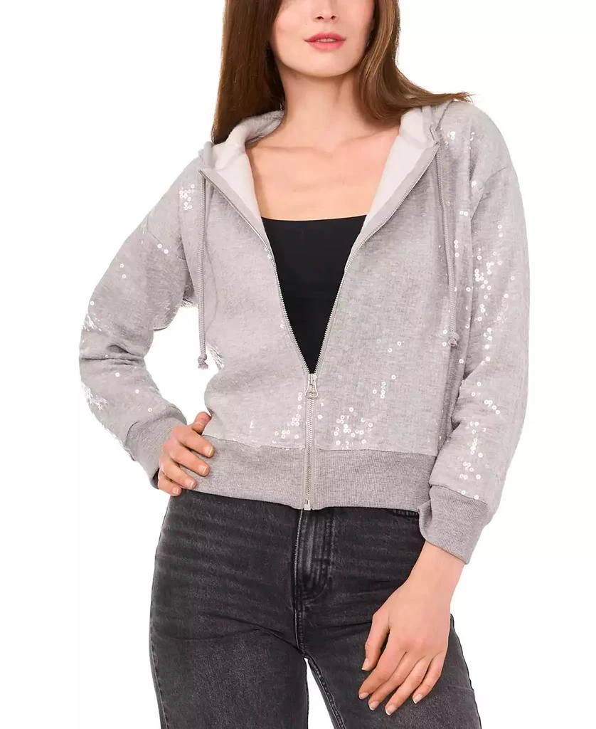 1. State Women's Full-Zip Hooded Long-Sleeve Sequin Hoodie 1