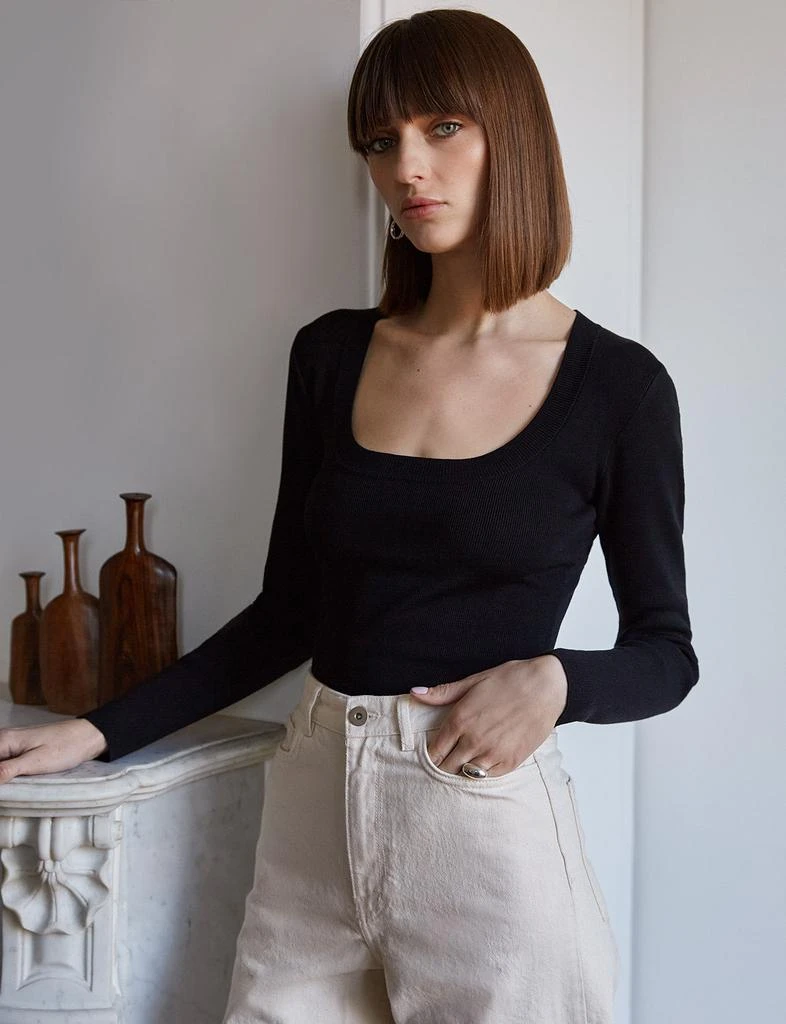 Pixie Market Black Scoop Neck Knit Top 5