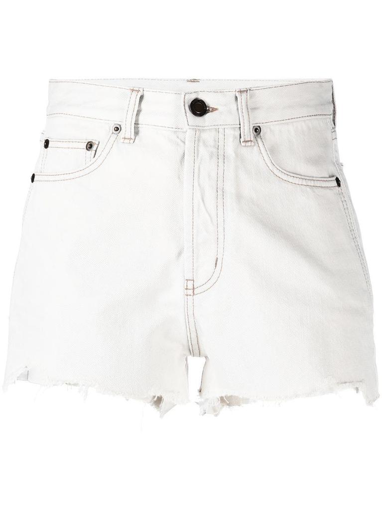 NA White raw-edge shorts in denim