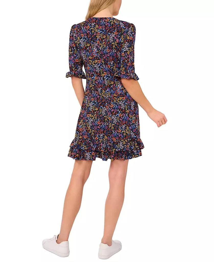 CeCe Women's V-Neck Ruffled Ditsy-Print Shift Dress 4