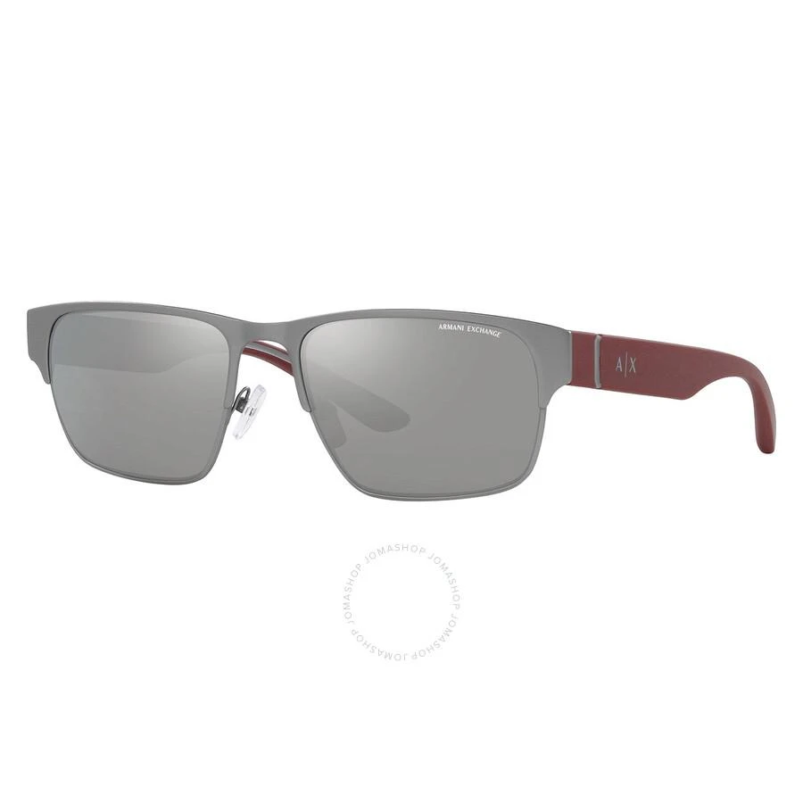 Armani Exchange Grey Mirror Silver Rectangular Men's Sunglasses AX2046S 6003Z3 57 1