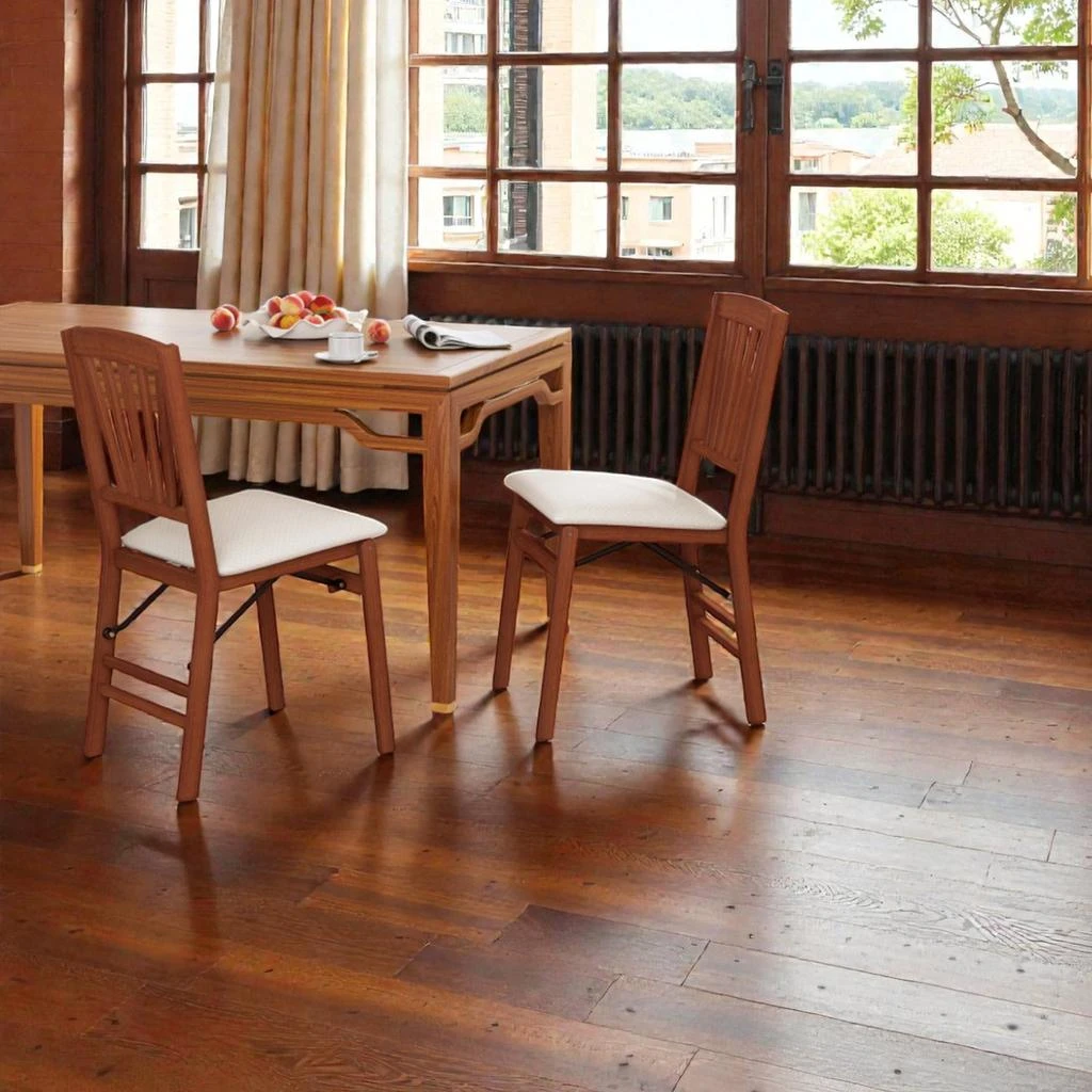 Hivvago Folding Dining Chair Set of 2 with Ergonomic Cushions and Rubberwood Build