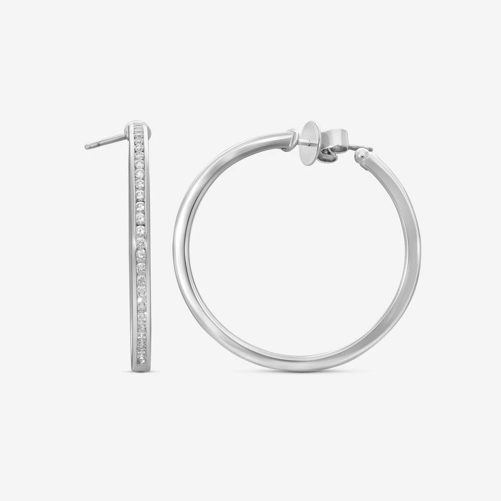 Mémoire Mémoire Channel Set 18K White Gold Diamond Hoop Earrings CHHO26435358W72000 3