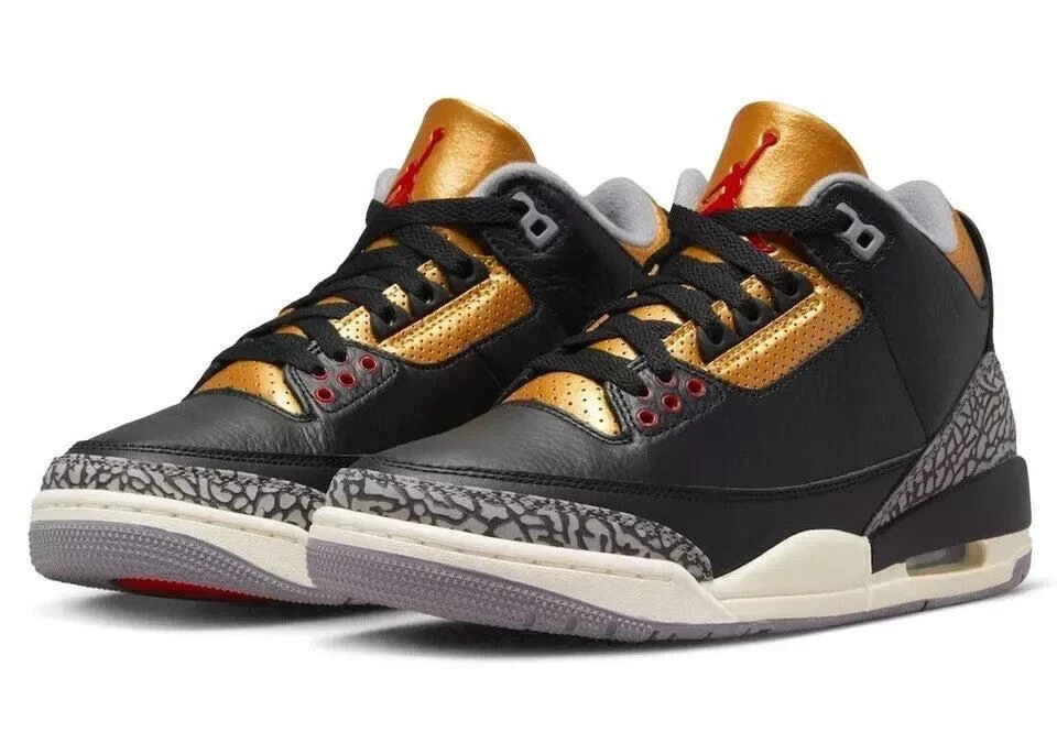 Jordan Air  3 CK9246-067 Sneaker Women
s US 5 Black Gold Lifestyle Shoes GBNC286 3