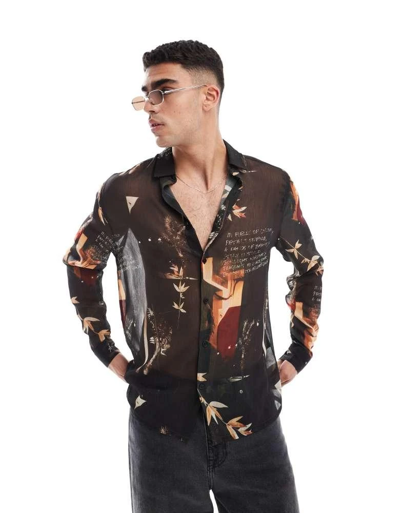 ASOS ASOS DESIGN relaxed shirt in photographic collage print 1