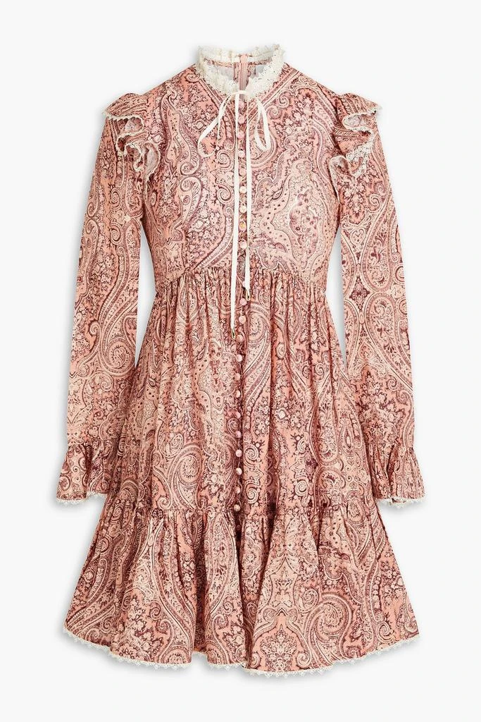 Zimmermann Lace-trimmed paisley-print linen mini dress 1