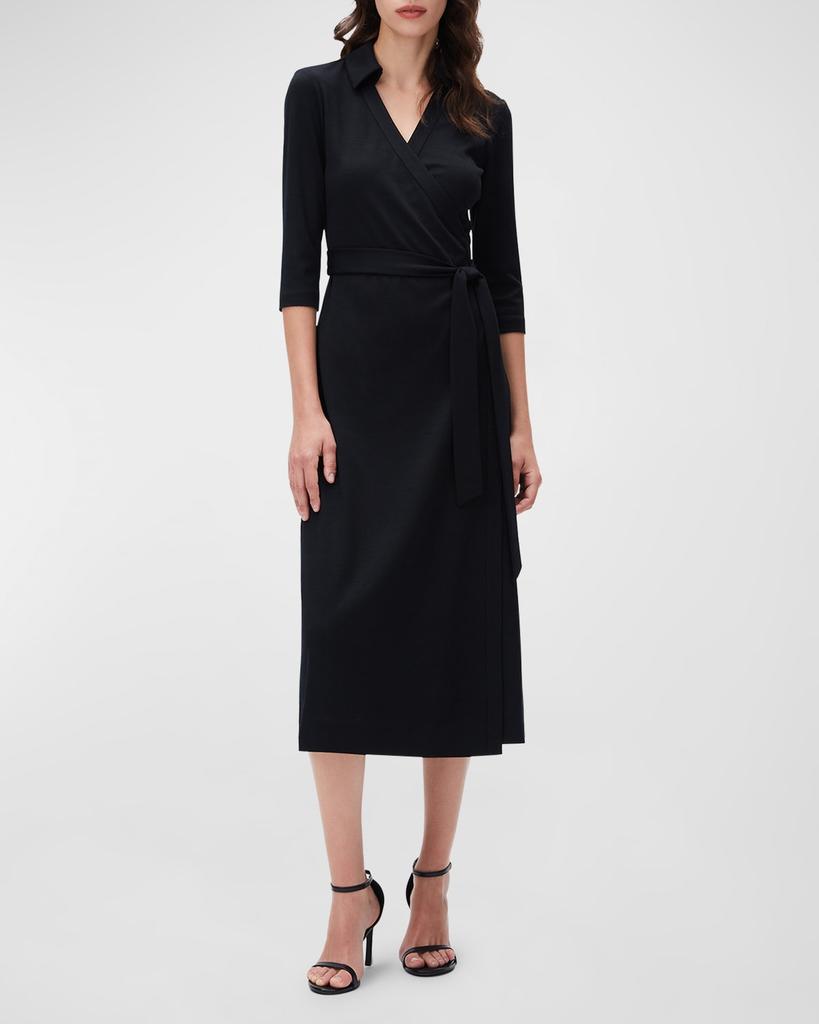 Diane von Furstenberg Abigail 3/4-Sleeve Midi Wrap Dress