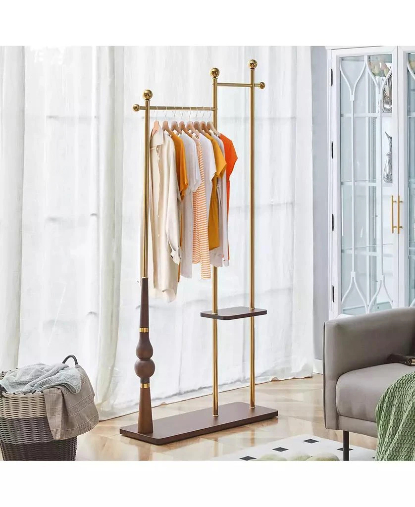 Streamdale Furniture 70" Industrial Coat Rack - Wood 
Steel, Double Hanger, Storage 9