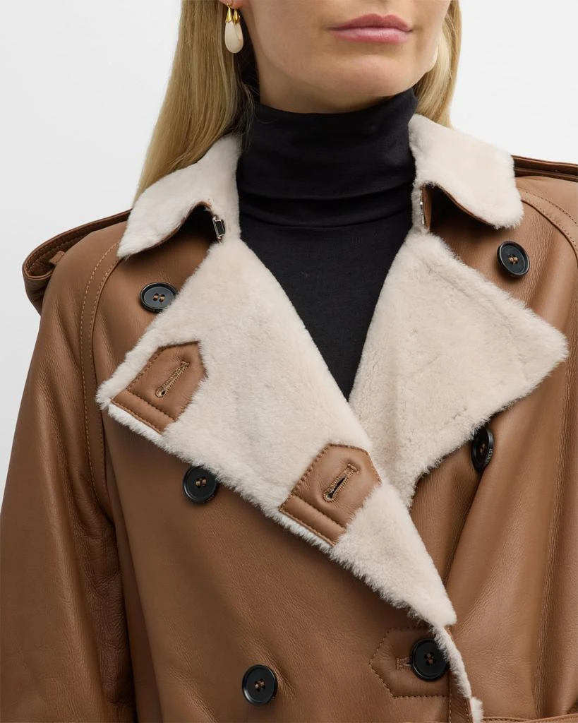 Anne Vest Stella Belted Leather Trench Coat with Shearling Lining 5