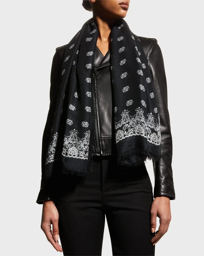 Yves Saint Laurent Paisley Cashmere-Blend Bandana Scarf 4