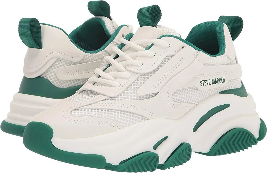 Steve Madden Women's Possession Sneaker In White/emerald 1