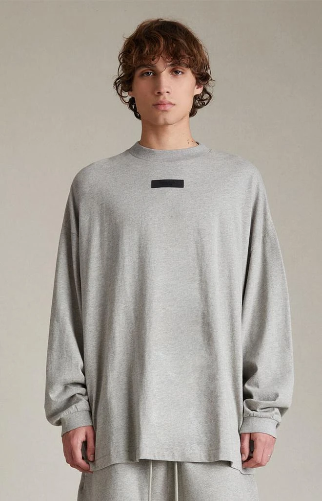 Essentials Dark Heather Oatmeal Long Sleeve T-Shirt 2