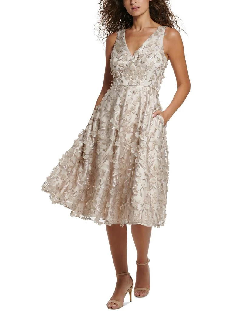 Eliza J Womens Floral Overlay Midi Fit & Flare Dress 1