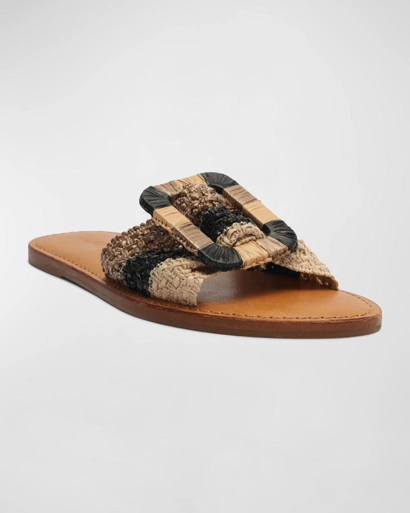 Schutz Cinna Woven Buckle Flat Slide Sandals 2