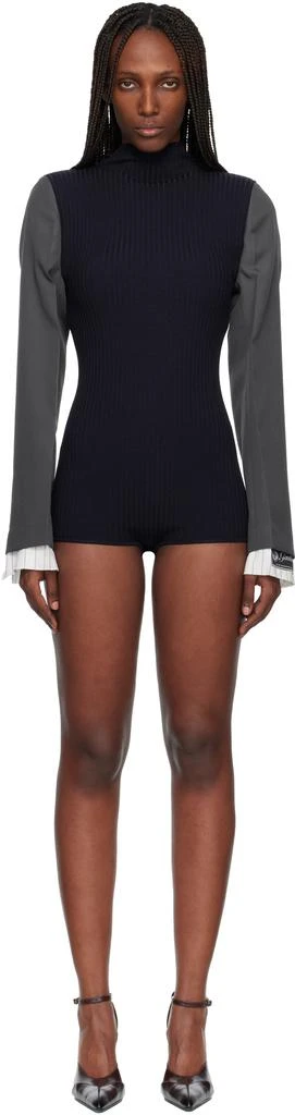Jean Paul Gaultier Navy & Gray 'The Bi-Material Suit' Romper 1