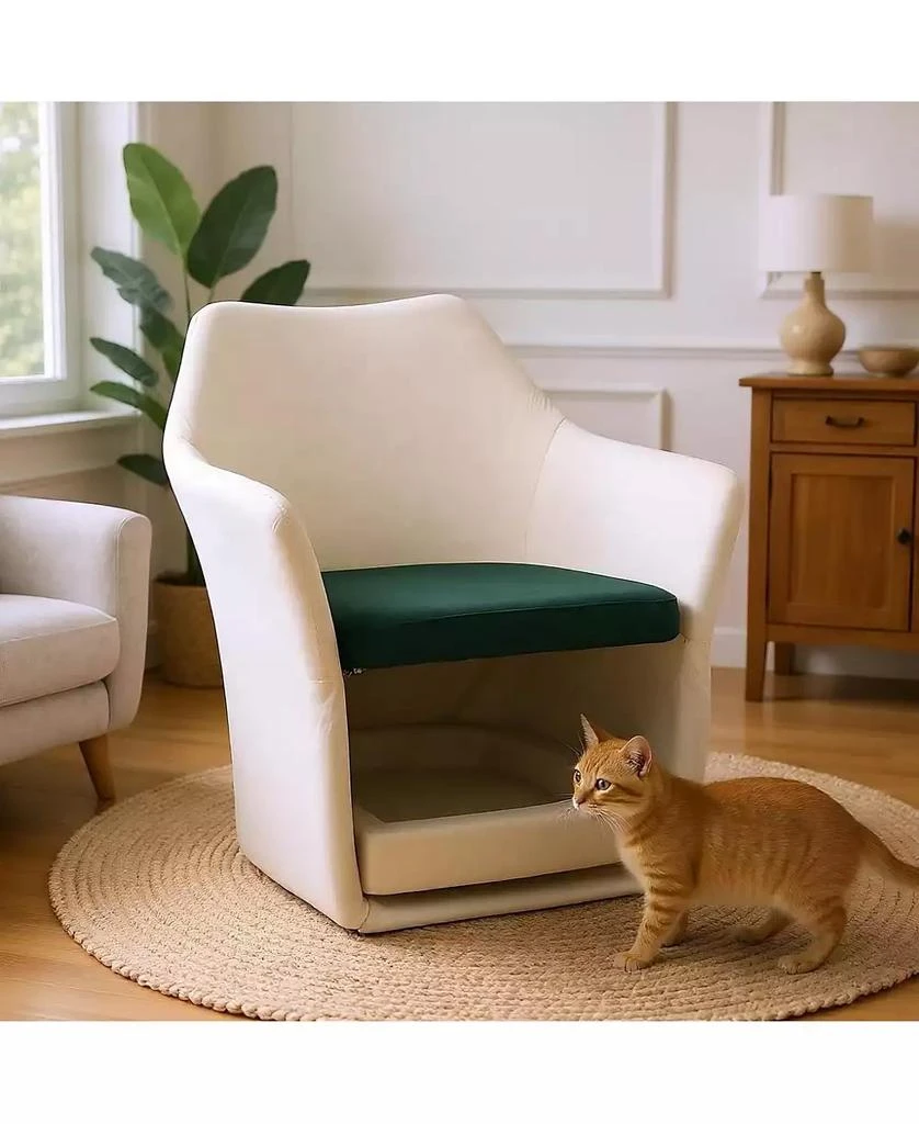 AOSTIRMOTOR Mid Century Modern Accent Chair - Pet-Friendly 2-in-1 Soft Fabric Armchair, White 6
