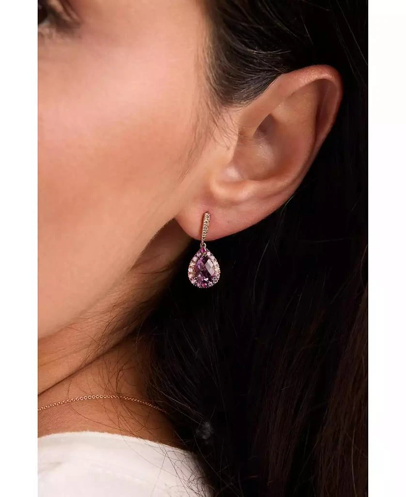 Le Vian Multi-Gemstone (2-1/2 ct. t.w.) 
Nude Diamond (1/8 ct. t.w.) Pear Halo Drop Earrings in 14k Rose Gold 3